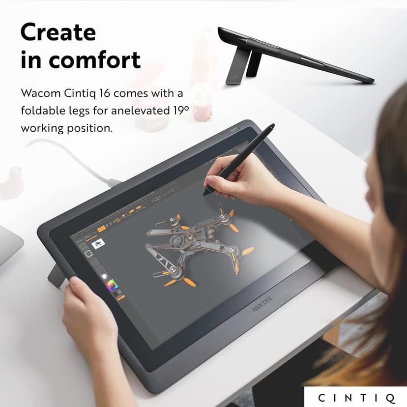 Wacom Cintiq 16 Drawing Tablet with Screen, 15.4" Full HD Display Graphic Arts Tablet Includes Pro Pen 2 w/ Tilt Response, Graphic Design Animation Display Pad for Mac, PC