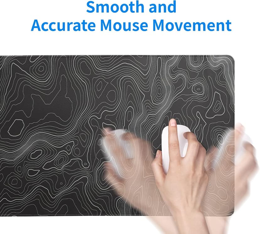Topographic Contour Extended Big Mouse Pad Large,Gaming Mouse Pad Desk Pad,27.6x11.8 Inch Long Computer Keyboard Mouse Mat Mousepad with 3mm Non-Slip Base and Stitched Edge for Gaming and Office