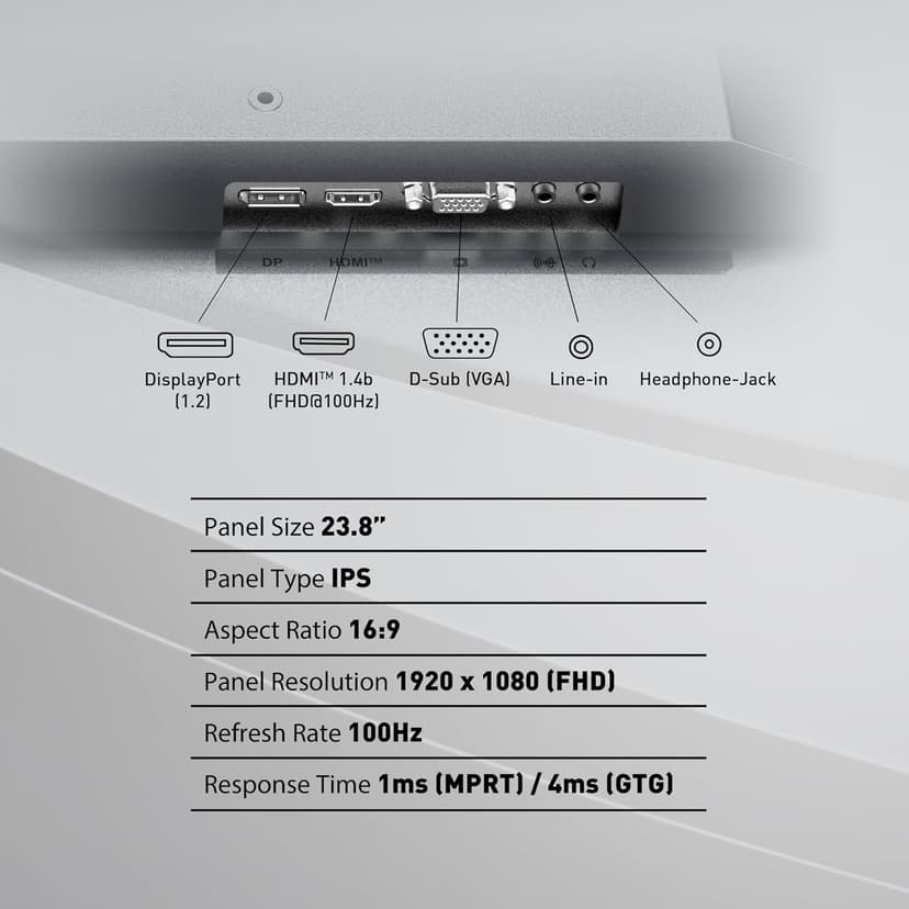MSI PRO MP245G, 24-inch IPS 1920 x 1080 (FHD) Computer Monitor, 100Hz, Adaptive-Synch, EPEAT Silver, HDMI, DisplayPort, VESA Mountable, Tilt, Height Adjustable Speaker, 1ms, Black
