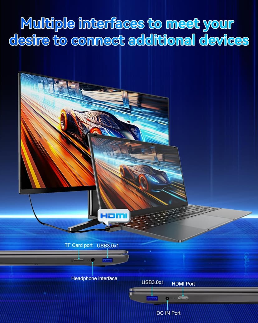 15.6" Laptop PC- Quad-Core N95 Processor (Up to 3.4GHz) Laptop Computer 16GB DDR4 512GB SSD, Students Business Laptop Support Touch ID,WiFi, BT4.2, HDMI, USB 3.0