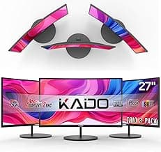 Kado Triple Monitor Setup - 3-Pack 27" 1920x1080 Curved Computer Monitor 1500R 75Hz VESA Mount HDMI Office Gaming Hybrid Sim Racing Built-in Speakers (C27 Trio Series)