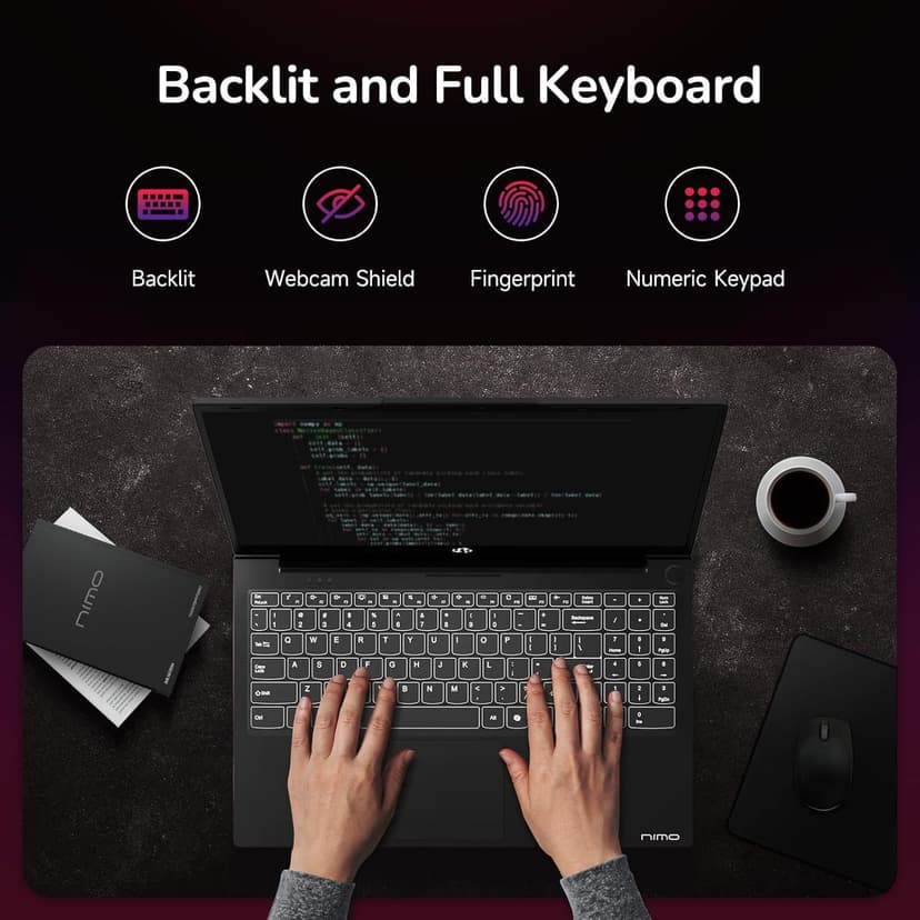 NIMO 15.6" IPS FHD-Gaming-Laptop, 8 Cores AMD Ryzen 7 6800H 32GB DDR5 RAM 1TB SSD (Beat Intel i7-12700H, Up to 4.7GHz) AMD Radeon 680M GPU-Computer with 100W GaN Type-C Backlit Keyboard Fingerprint