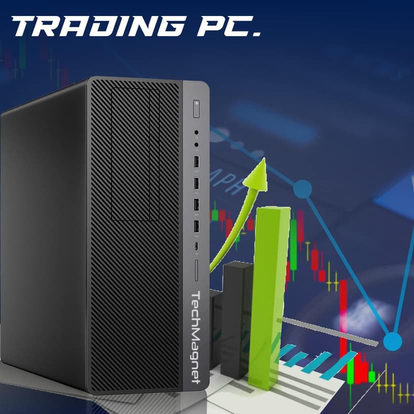TechMagnet Trading Desktop PC, Intel Core i5 9th Gen, 16GB RAM, 512GB SSD + 4TB HDD, 4 New 22” LED Monitors, 2 Network Cards, Trading Platform Support, MTG Keyboard & Mouse Win 11 (Renewed)