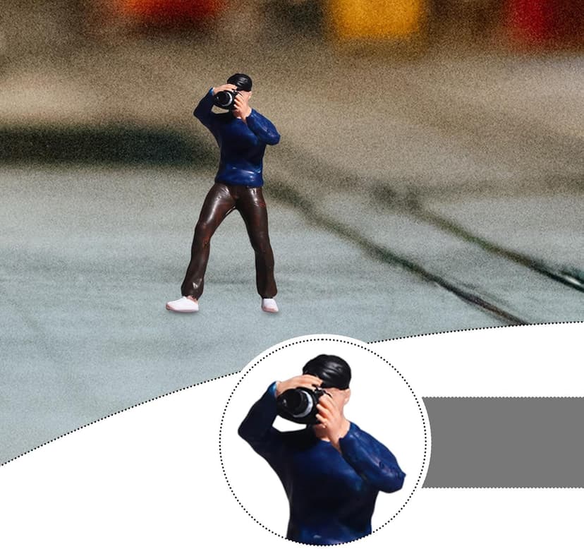 1/64 People Figure Street People Figure Mini Architectural Figurine for Train Layout Desktop Decoration, Photographer