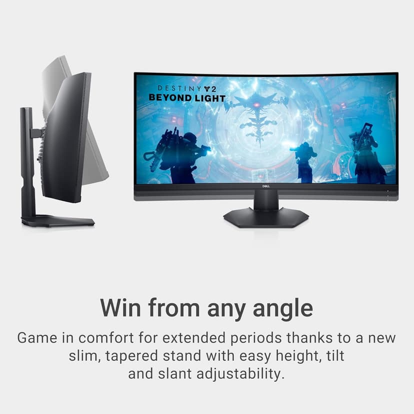 Dell S3422DWG Curved Gaming Monitor - 34 Inch 1800R Curved Screen with 144Hz Refresh Rate, WQHD (3440 x 1440) Display, HDMI, DP to DP 1.4 Cable, AMD FreeSync - Black