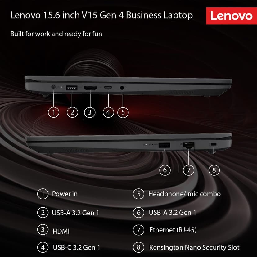Lenovo V15 Business Laptop with Microsoft Office 365, AMD 7000-Series Processor (Outperforms i5-1130G7), 15.6" FHD LED Display, 16GB RAM, 1TB SSD, Ethernet RJ-45, Wi-Fi 6, Windows 11 Pro, WOWPC USB