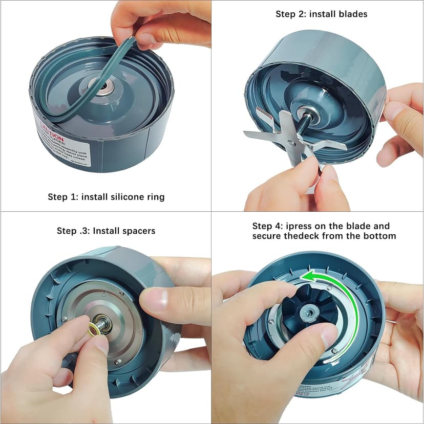 Blender Replacement Parts for Nutribullet, 32oz & 24oz Cups with Replacement Extractor Blade, Compatible with Nutri Bullet 600W/900W Pro Blenders (3 PCS)