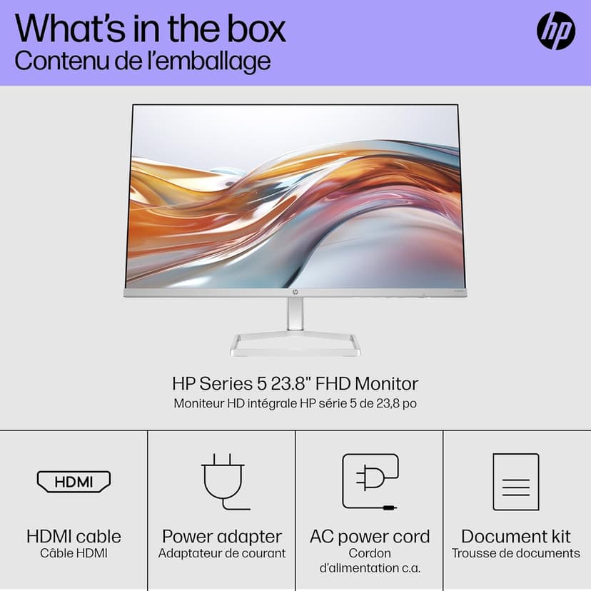 HP Series 5 24 inch FHD Monitor, Full HD Display (1920 x 1080), IPS Panel, 99% sRGB, 1500:1 Contrast Ratio, 300 nits, Eye Ease with Eyesafe Certification, 524sa (2024)