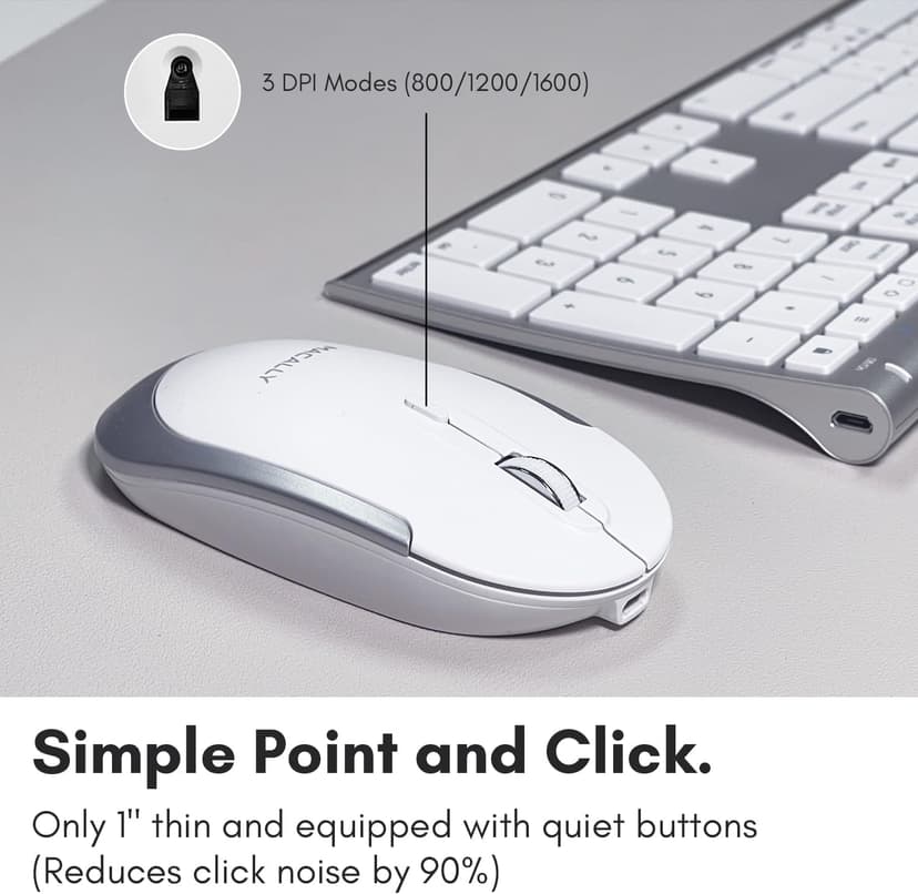 Macally Premium Bluetooth Keyboard and Mouse for Mac | Compatible Wireless Apple Keyboard and Mouse Combo (110 Keys Multi-Device Rechargeable) for MacBook Pro/Air and iMac