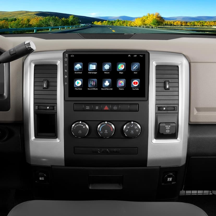 for Dodge RAM 1500 2500 3500 Radio Upgrade 2009 2010 2011 2012,Android Stereo Replacement,QLED Touch Screen,8core CPU,Build in Wireless carplay Wired Android Auto,Free Camera