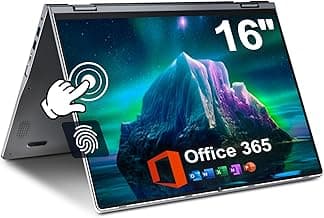 jumper Laptop 16 inch, Convertible Laptop with 1 Year Office 365, 16GB DDR4 640GB Storage, 360 Degree Rotation, Fingerprint Reader, Backlit Keyboard, Celeron N5095, 53.2WH, Type-C Full Function ﻿
