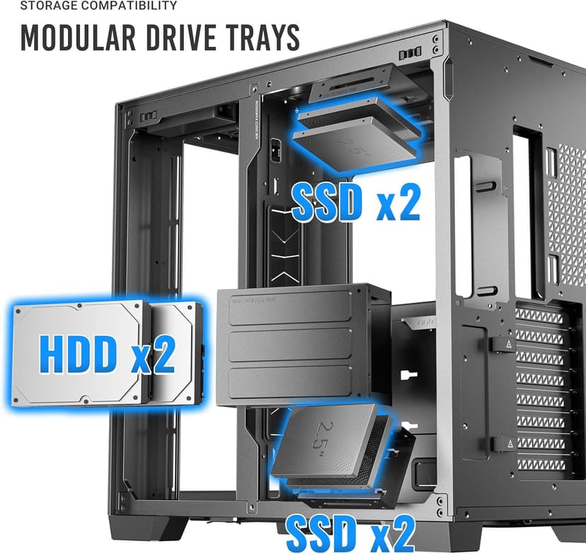 Antec C8 ARGB, 2X TQR 160mm & 1x TQ 140mm ARGB PWM Fans Included,Dual-Chamber Layout, Type-C, 360mm Radiator Support, Seamless TG Front & Side Panels, RTX 40 Compatible, Full-Tower E-ATX PC Case