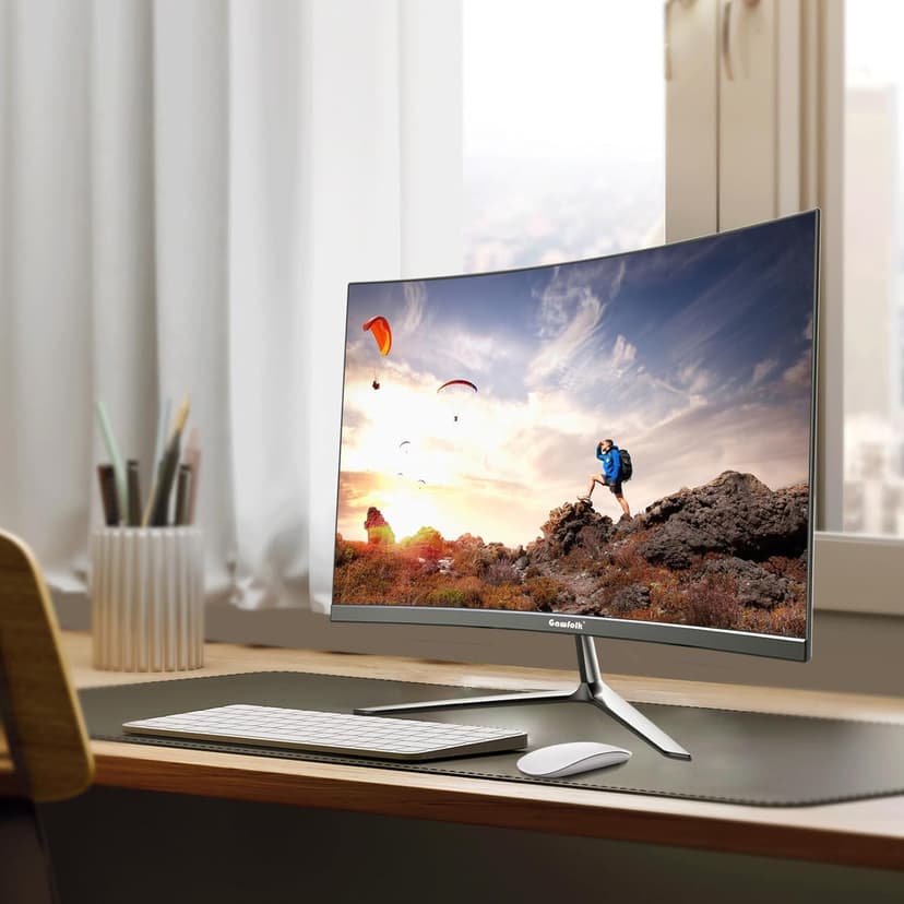 24.5 Inch Gaming Curved Monitor Built-in Speakers, 3000R 120Hz PC Screen Full HD 1080P, HDMI 2.0, VGA, Wall Mount Compatible 75 * 75mm