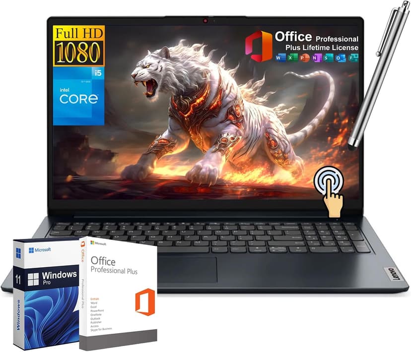 Lenovo IdeaPad Business Laptop with Lifetime Office License, 15.6" FHD Touchscreen, Intel 10-Core i5-1235U, 24GB RAM, 1TB SSD, Windows 11 Pro, Numeric Keypad, Wi-Fi 6, w/Stylus Pen
