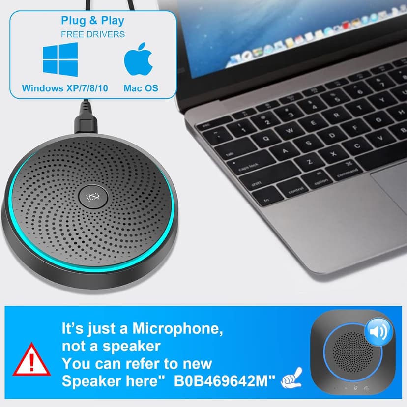Conference USB Microphone, ANSTEN Omnidirectional Condenser PC Mic Pick Up Voice 10ft,Ideal for Video Conferencing Recording, Skype, Online Class, Court Report, Compatible with Mac OS X Windows