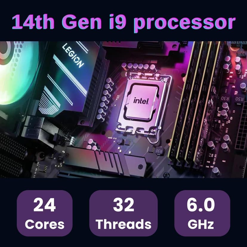 Lenovo Legion i9 RTX 4080 Super Ultimate Gaming Desktop, Intel i9-14900KF, GeForce RTX 4080 Super, 32GB DDR5 RAM, 1TB SSD, Wi-Fi 6, W11H, Grey, with Machenike Mechanical Keyboard