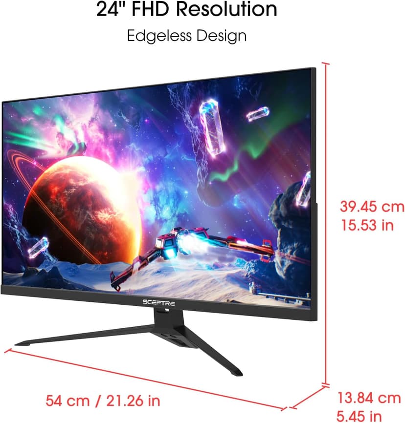 Sceptre IPS 24” Gaming Monitor 165Hz 144Hz Full HD (1920 x 1080) FreeSync Eye Care FPS RTS DisplayPort HDMI Build-in Speakers, Machine Black 2020 (E248B-FPT168),IPS 24" 165Hz