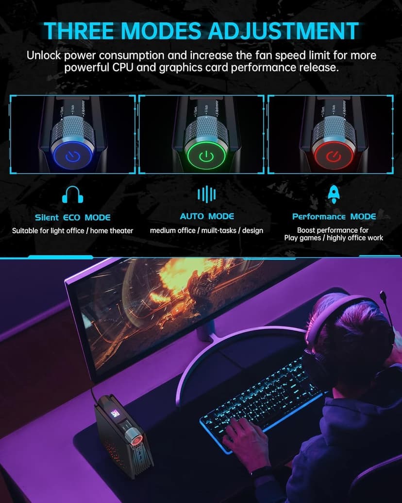 ACEMAGICIAN Gaming PC Ryzen Mini PC, AMD Ryzen 7 5700U 32GB DDR4 512GB NVME SSD Mini Desktop Computer,Windows 11 Mini PC Gaming [WiFi6/BT5.2] [4K UHD/RGB Lights/3 Adjustable Mode] Mini Computer