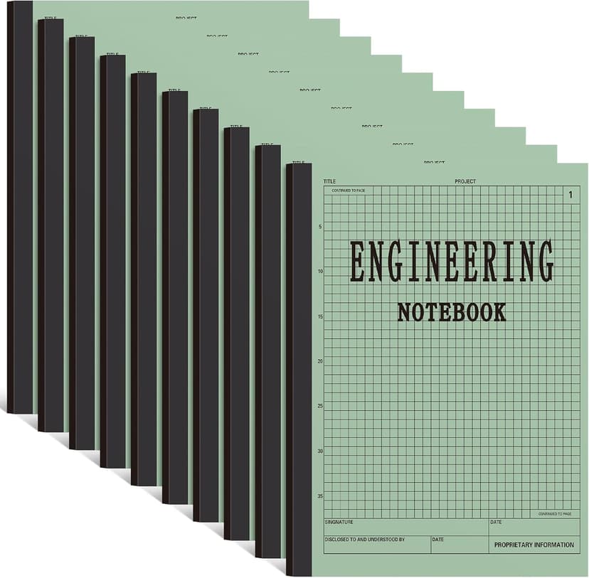 Motiskyy Engineering Notebook 120 Pages Grid Format 8.5" x 11" Paperback Graph Paper Composition Notebook Graph Notepads For Engineer Teacher Architect Designer Scientist (Green,10 Pcs)