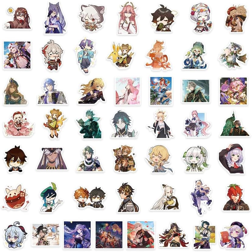 [100 PCS] QYZHIZ Cute Genshin Impact Sticker, Colourful Stickers, Game Sticker for Fans, Waterproof Stickers for Laptop, Water Bottle, Computer, Skate, Phone, Bike, Guitar.