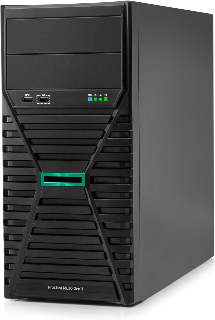 Hewlett Packard Enterprise ProLiant ML30 Gen11 Tower Server w/one Intel Xeon E-2434 Processor, 3.4GHz 4‑core 1P 32GB‑U 8SFF 2x960GB SSD 2x500W PS (HPE Smart Choice P72995-005)