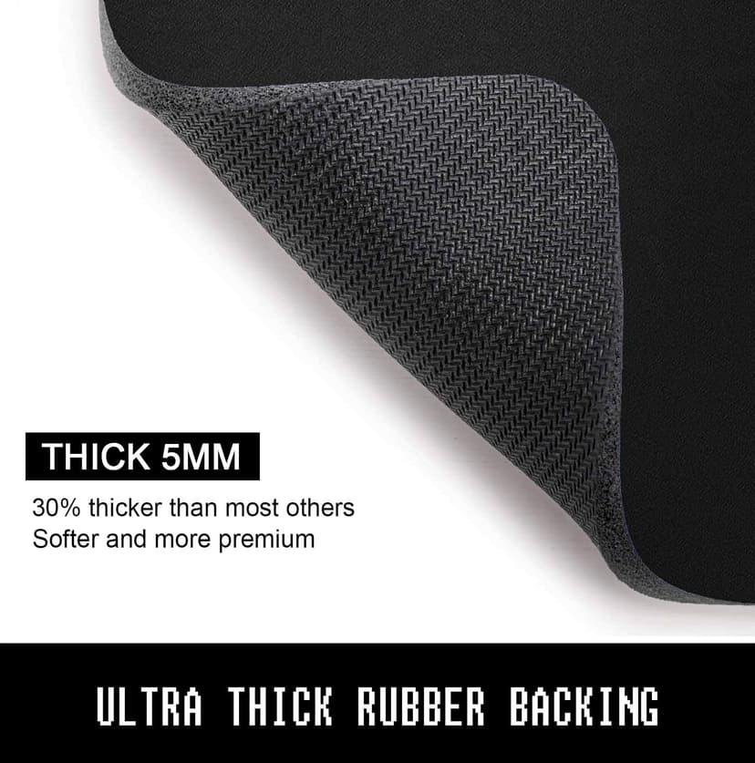 Mouse Pad, 30% Thicker Black Computer Pad, Anti-Slip Rubber Mouse Mat with Stitched Edges for Gaming, Office, Laptop, PC, Women & Men, 8 x 10 Inch Thick 5 mm, Modern Design, Square