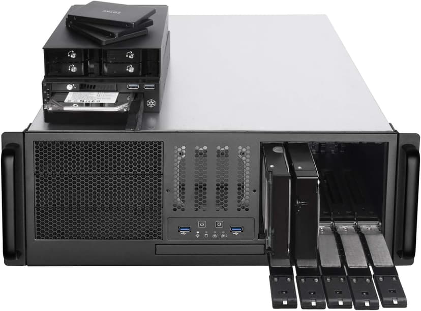 SilverStone Technology RM41-H08 4U Rackmount Server Case with 5 x 3.5 Hot-Swappable Bay and 3 x 5.25 Bays with USB 3.1 Gen 1 RM41-H08-x