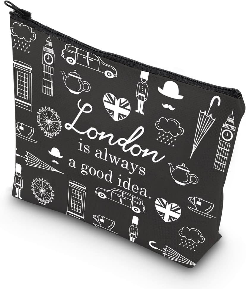 London City Skyline Zipper Pouch Makeup Bag - London Is Always A Good Idea (BLK)