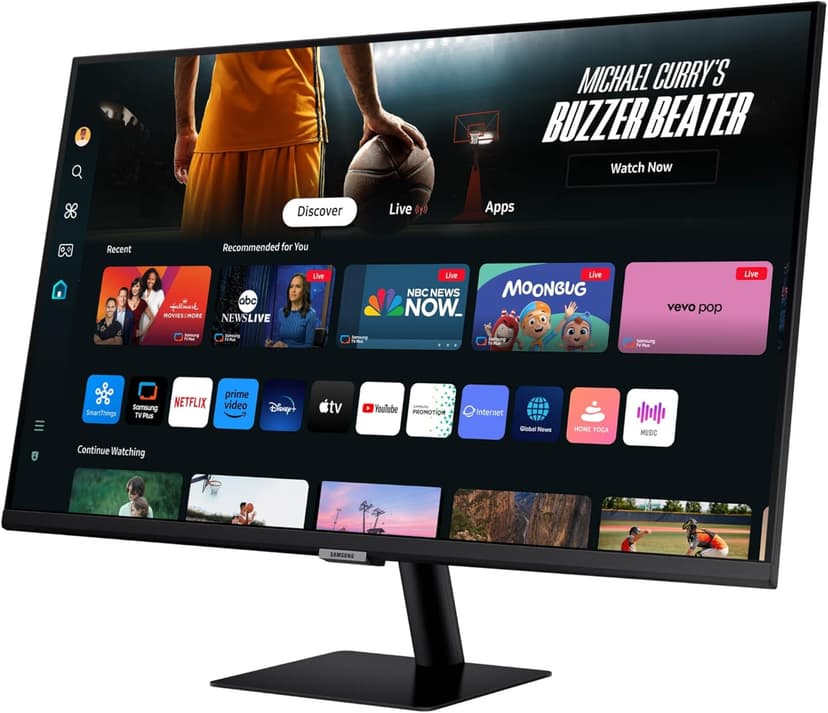 SAMSUNG 32-Inch M7 (M70D) Series 4K UHD Smart Monitor with Streaming TV, Speakers, HDR10, USB-C, Multiple Ports, Gaming Hub, SolarCell Remote, Vision Accessibility Tools, LS32DM702UNXGO, 2024, Black