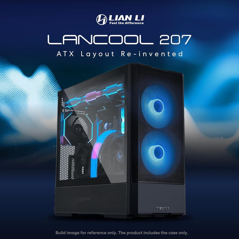 LIAN LI LANCOOL 207 Compact ATX RGB Gaming Computer Case, Airflow Optimized Mesh Panels Tower Chassis w/ 2x140mm ARGB,2x120mm PWM Fans Pre-Installed, USB Type-C Port, Tempered Glass Side Panel (Black)