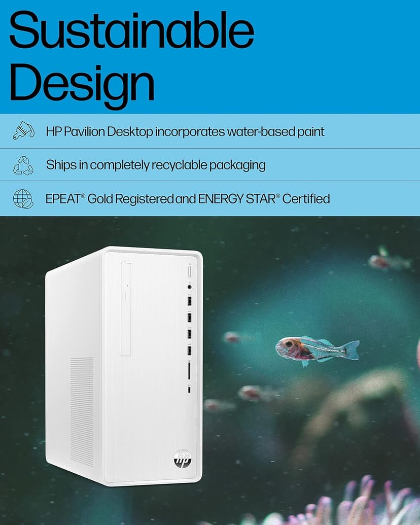 HP Pavilion TP01-3016 Home & Business Desktop, 12th Gen Intel® Core i5-12400, 12 GB DDR4 RAM, 512 GB SSD,Wi-Fi 6 + and Bluetooth® 5.2, Sleek and Compact Tower Design, No Optical Drive (Renewed)