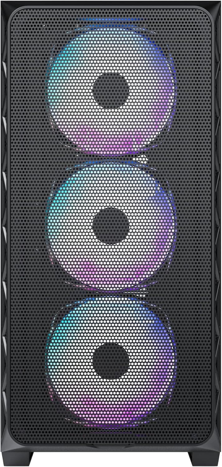 Montech AIR 903 MAX, E-ATX Mid Tower Case, High Airflow, 3X 140mm ARGB PWM & 1x 140mm PWM Fans Pre-Installed, Tempered Glass Side Panel, Mesh Front, Type-C, Support 4090 GPUs, Black