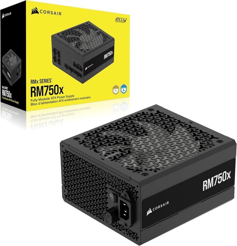CORSAIR RM750x Fully Modular Low-Noise ATX Power Supply – ATX 3.1 Compliant – PCIe 5.1 Support – Cybenetics Gold Efficiency – Native 12V-2x6 Connector – Black
