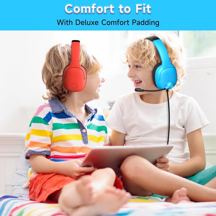 Gaming Headset for Nintendo Switch/Lite/OLED, Gaming Headphones with Mic for Nintendo Switch Fortnite/Sports (Red/Blue)