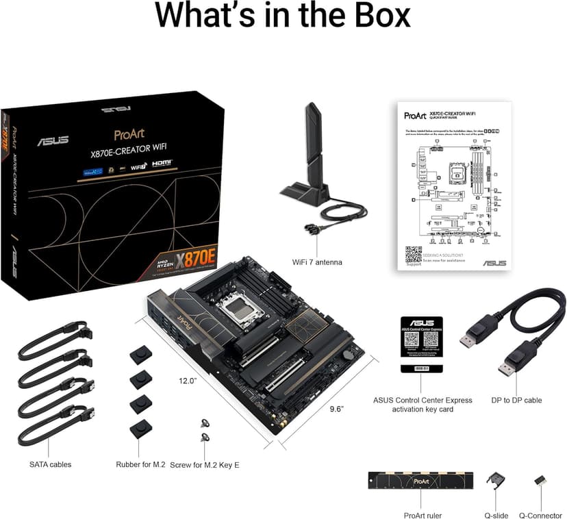 ASUS ProArt X870E-CREATOR WiFi AMD AM5 X870E ATX Motherboard PCIe® 5.0 x16 Slots with Full Support for Next-gen GPUs, 16+2+2 Power Stages, DDR5, Dual USB4®, 10 Gb & 2.5 Gb LAN, WiFi 7, Four M.2 Slots