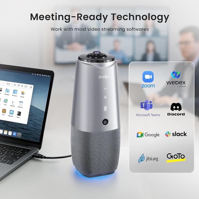 Camera 360, 4K Video Conference Room Camera System, Webcam, AI Driven Speaker Tracking, Noise Cancellation, Works with Zoom, Google Meet, Teams and More, 15 ft Mic Pickup, PANA 5ft USB Cable