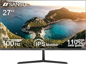 SANSUI 27 Inch Computer Monitor 100Hz, FHD 1080P HDR PC Monitor with HDMI Ports Adaptive Sync Tilt Adjustable Frameless VESA Compatible for Office and Home