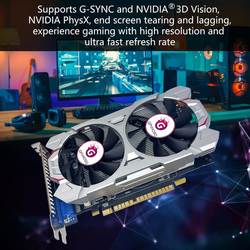 GTX 750Ti 4GB Graphics Card GDDR5 128bit Direct X12 640SP Gaming Video Card, PCI Express 3.0x16 Interface, HDMI, DVI-D, VGA, Dual Fan, Low Power GPU for Working Gaming