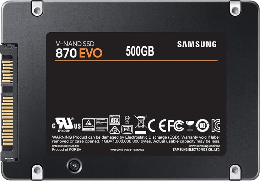 SAMSUNG 870 EVO SATA SSD 500GB 2.5” Internal Solid State Drive, Upgrade PC or Laptop Memory and Storage for IT Pros, Creators, Everyday Users, MZ-77E500B/AM, Black