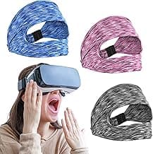 3 Pcs VR Sweat Mask, Adjustable VR Eye Mask, Breathable VR Sweat Band Comfortable Eye Face Cover VR Face Cover Cushion for Any Head Size Most VR Devices