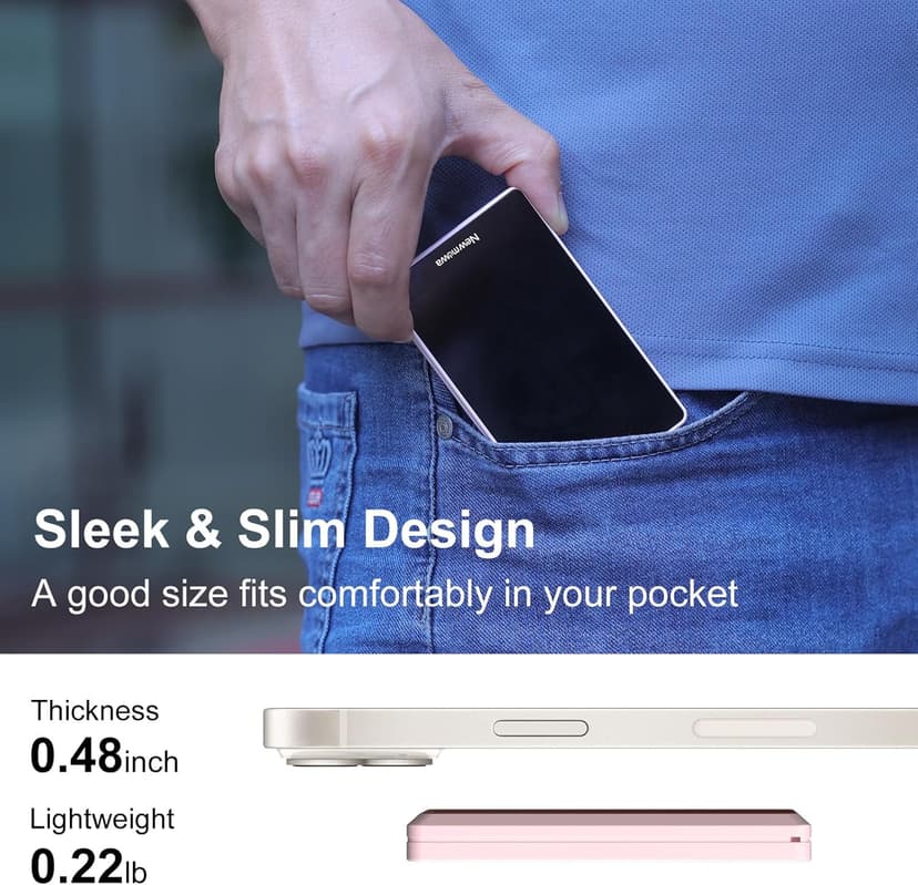 Newmowa Pink Magnetic Phone Vlog Selfie Monitor Screen, 1080P Wireless Recording, Using Phone Rear Camera for Selfie Vlog Live Stream TikTok, Compatible with iPhone(Support 4K 30fps Wired Recording)