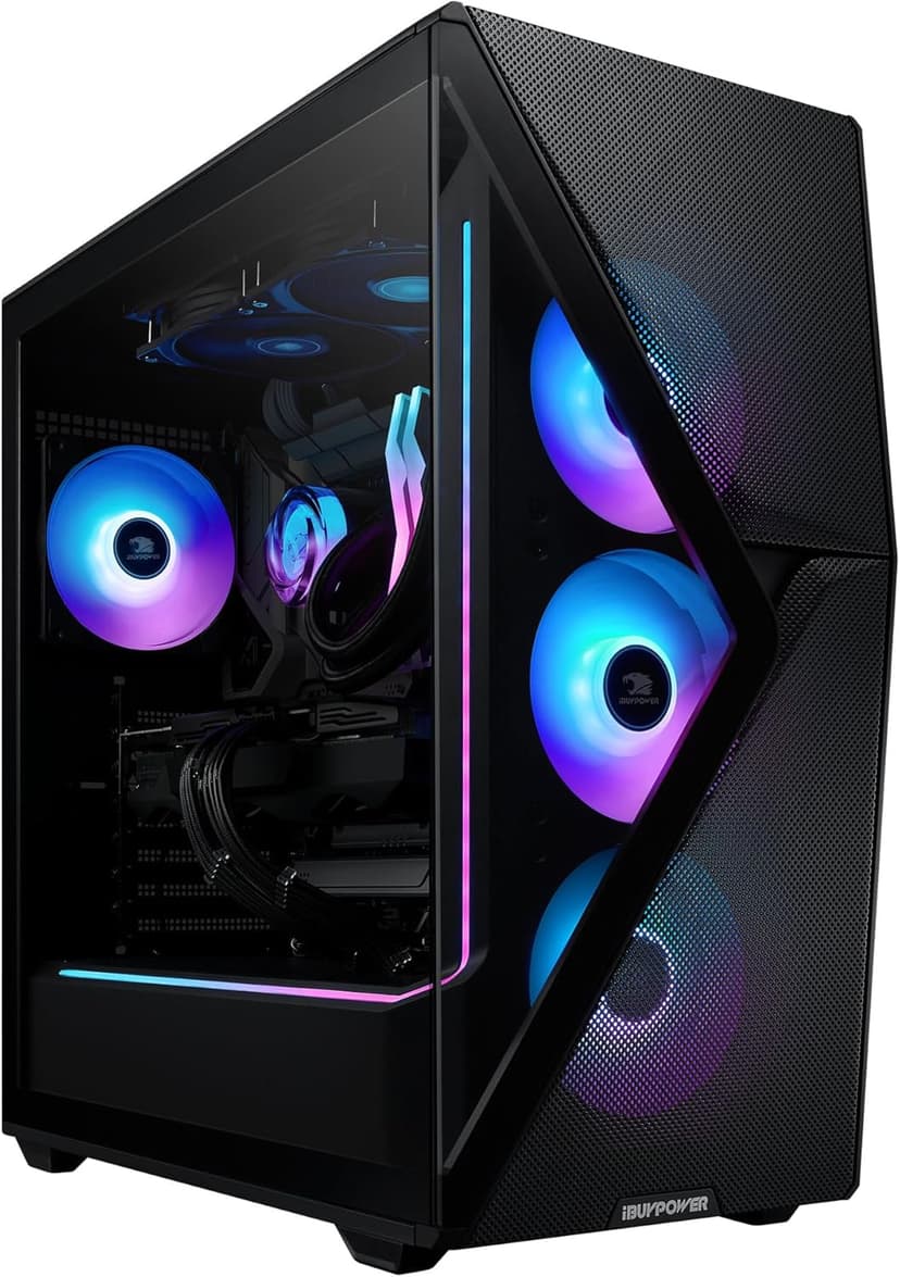iBUYPOWER Slate MESH Gaming PC Desktop Computer AMD Ryzen 9 9900X CPU, NVIDIA GeForce RTX 5070Ti 16GB GPU, 32GB DDR5 RGB 5200MHz RAM, 2TB NVMe SSD, Windows 11 Home, Keyboard and Mouse - SMA9N57T01
