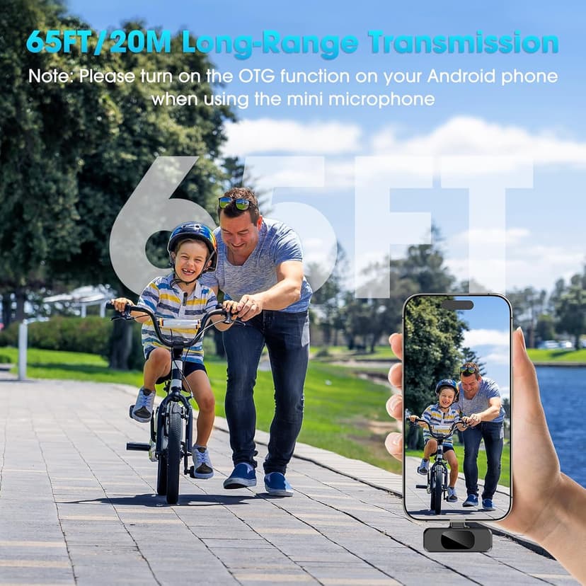 USB C Wireless Lavalier Microphone for Type-C,Android Phone,PC,Mini Microphone with Noise Reduction,Lapel Microphone for Video,Interviews,Live Streaming,TikTok,YouTube,2Pack (For iPhone 15 and Above)