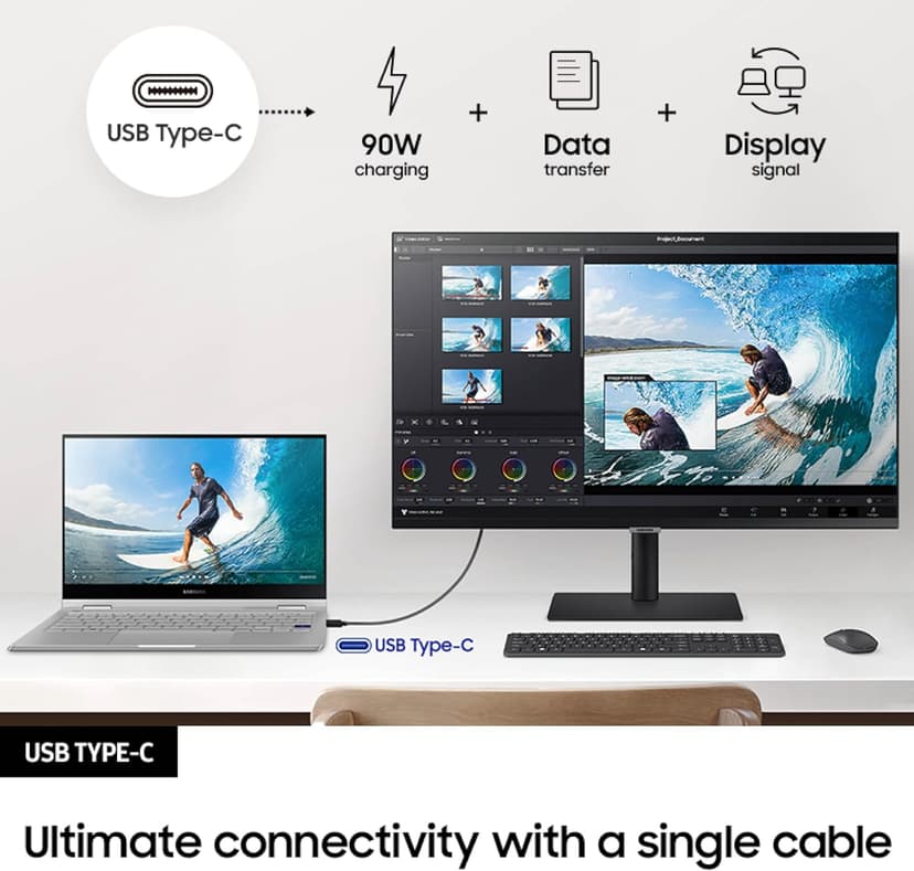 Samsung 27” S80UA 4K UHD IPS HDR10 High Resolution Monitor, USB-C, Eye Saver Mode, Eco Saving Plus, LS27A804UJNXGO, 2025, 3 Year Warranty