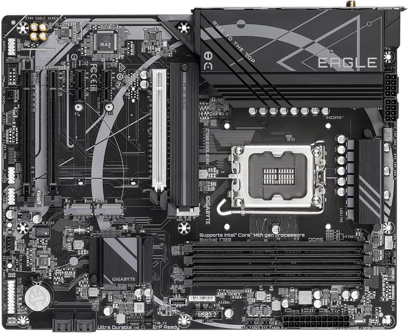 GIGABYTE Z790 Eagle AX LGA 1700 Intel Z790 ATX Motherboard with DDR5, M.2, PCIe 5.0, USB 3.2 Gen2X2 Type-C, Intel Wi-Fi 6E, 2.5GbE LAN, Q-Flash Plus, EZ-Latch