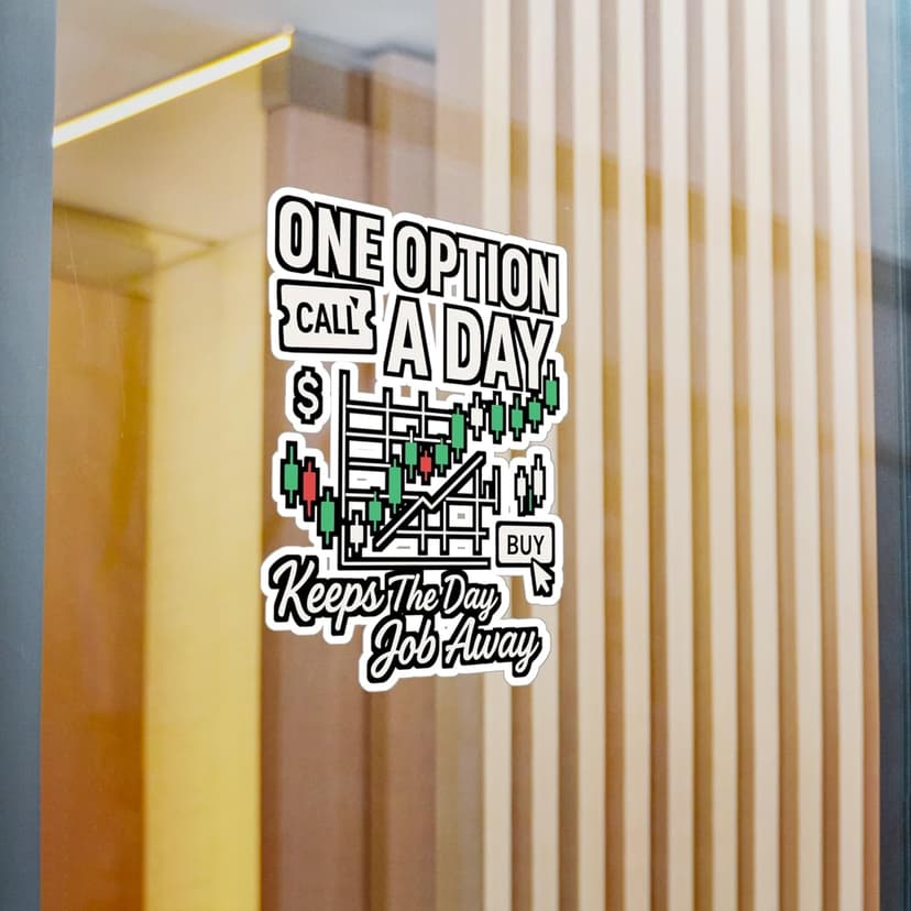 One Option a Day Keeps The Day Job Away – Forex Sticker for Laptop or Water Bottle | Trading Vinyl Decal, Funny Investor Gift Satin, Kiss-Cut, 6" x 8"