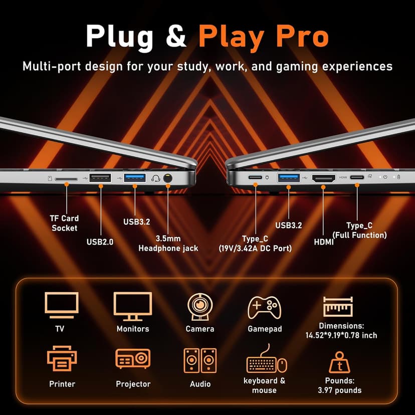 2025 Gaming Laptop 16 Inch Laptop Computer with AMD Ryzen 7 5825U Processor, 16GB DDR4, 1T SSD, FHD Display 1920*1080P, Windows 11 PRO, WiFi 6, Backlit Keyboard HDMI, for Student, Office, Business