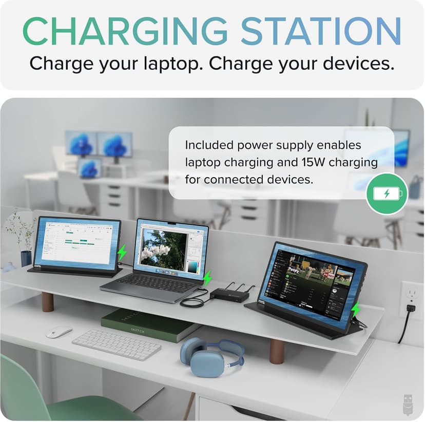 Plugable Thunderbolt 4 Hub | 60W Laptop Charging | 3X Thunderbolt 4 Ports | Dual 4K/Single 8K Displays | USB4 Compatibility - TBT4-HUB3C