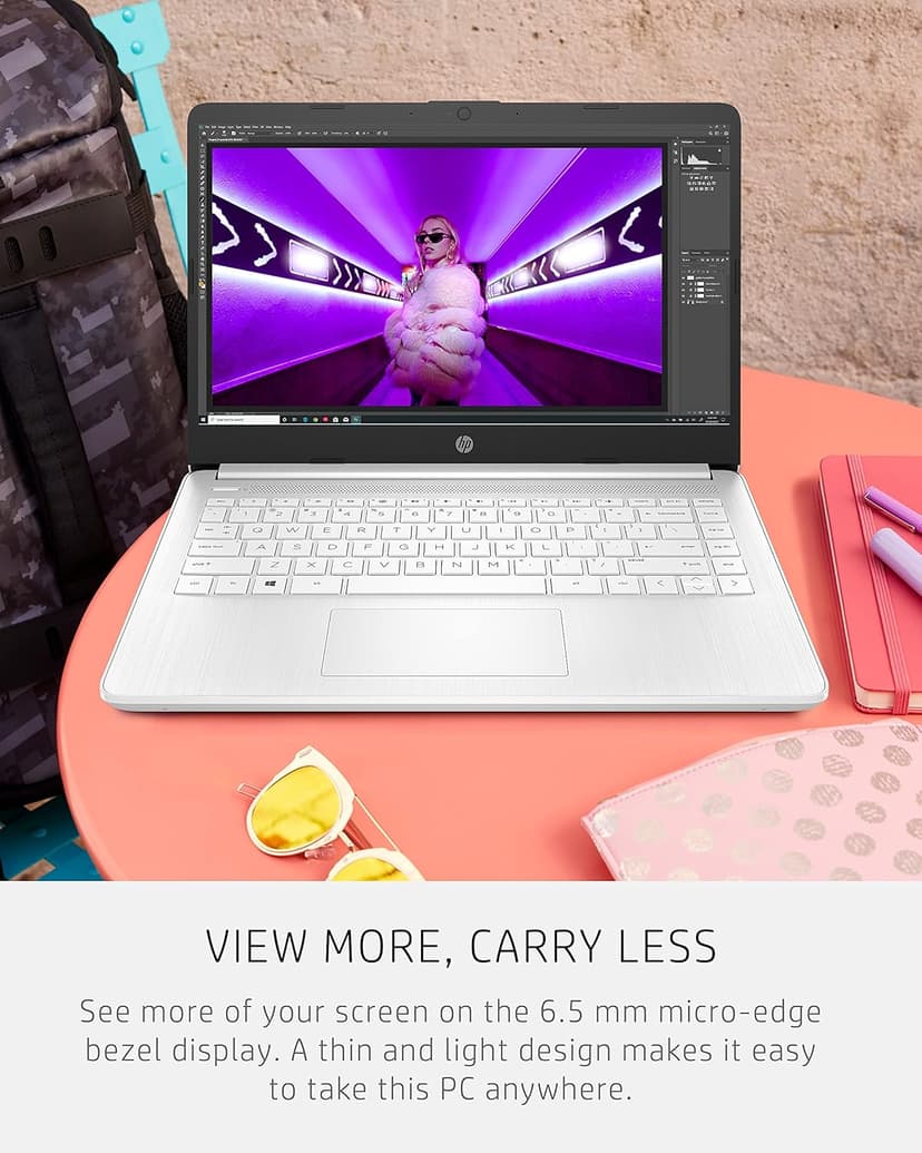 HP 14 Laptop, Intel Celeron N4020, 4 GB RAM, 64 GB Storage, 14-inch Micro-edge HD Display, Windows 10 Home, Thin & Portable, 4K Graphics, (14-dq0040nr, Snowflake White) (Renewed)