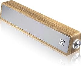 MICA Computer Speakers, Wired Computer Sound Bar, Wooden Mini Soundbar, USB Powered PC Speakers for Desktop Monitor, Laptop, Tablet, 3.5mm Aux Connection, Angled (Yellow)